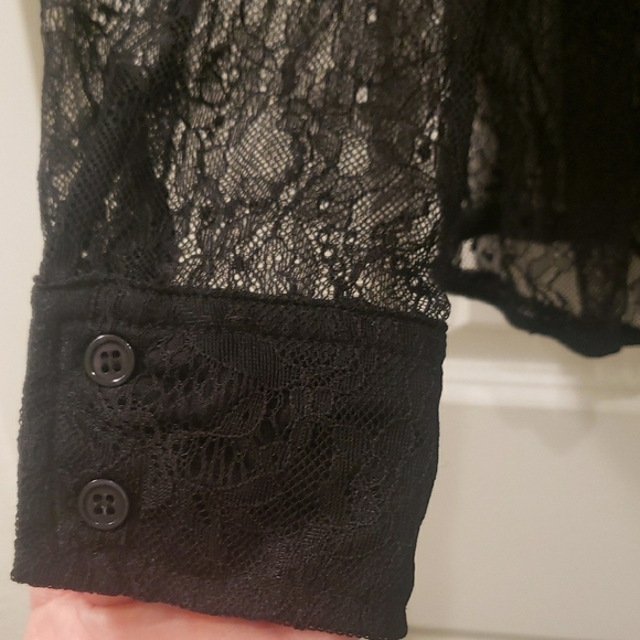 New York & Company Black Ruffled Long Sleeve Blouse - Picture 6 of 7